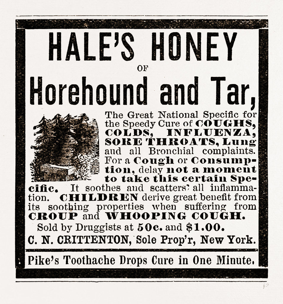 Detail of Hale's Honey Or Horehound And Tar, 1880 by Anonymous