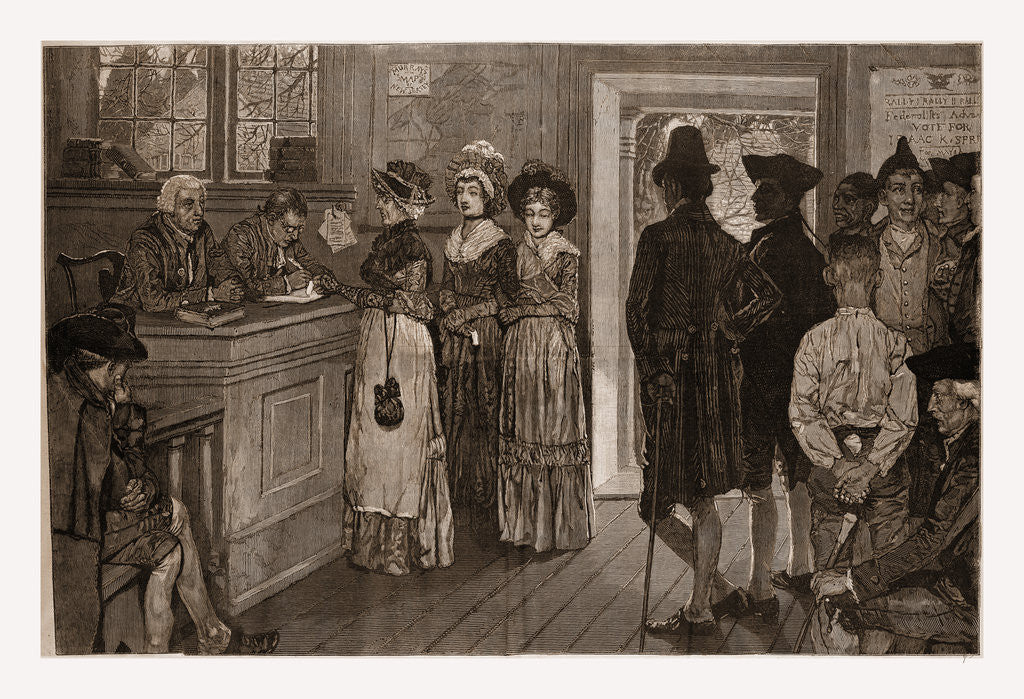 Detail of Women At the Polls in New Jersey in the Good Old Times by Howard Pyle