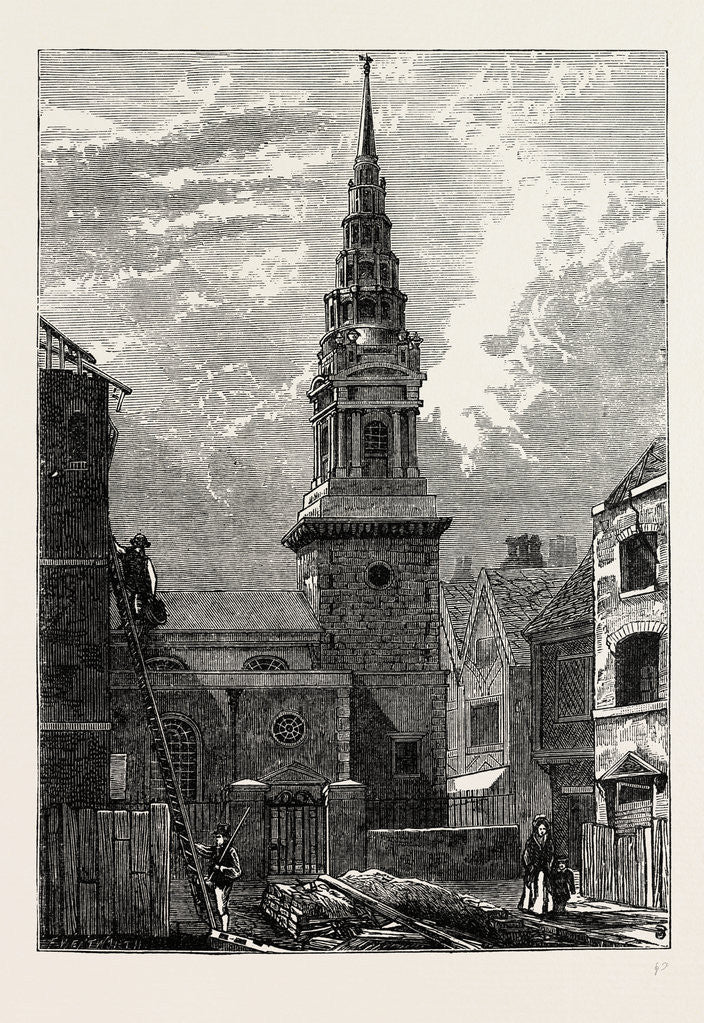 Detail of St. Bride's Church, Fleet Street, After the Fire, 1824 by Anonymous