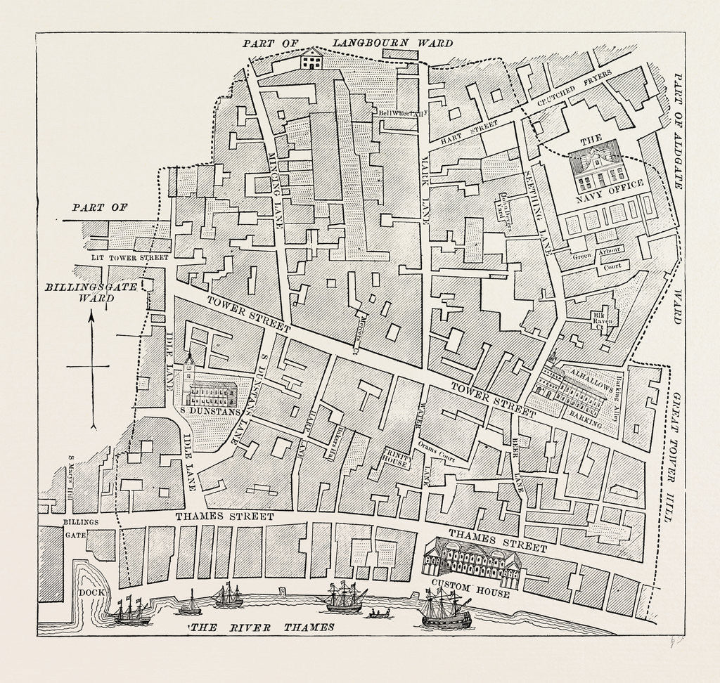 Detail of Tower Street Ward, Map by Anonymous