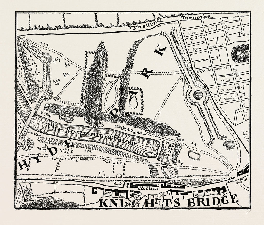 Detail of Hyde Park. Rocque's Map 1748 by Anonymous