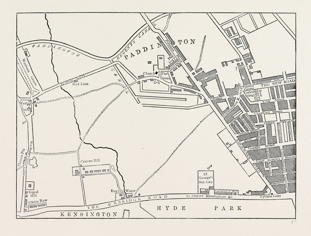Detail of Map of Paddington, in 1815 by Anonymous