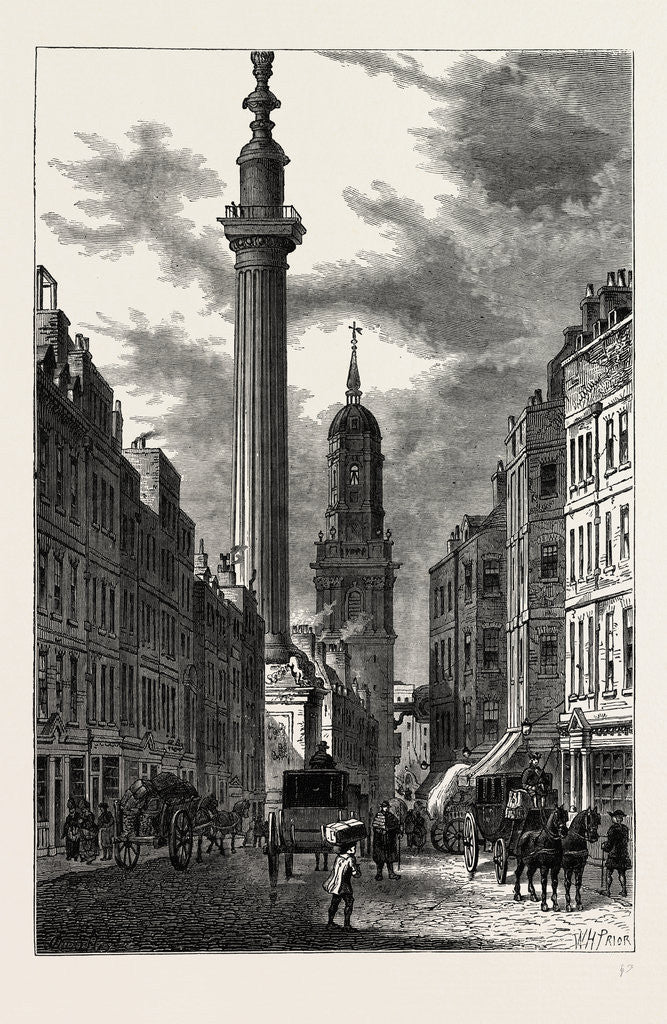 Detail of The Monument And the Church of St. Magnus, About 1800 London by Anonymous