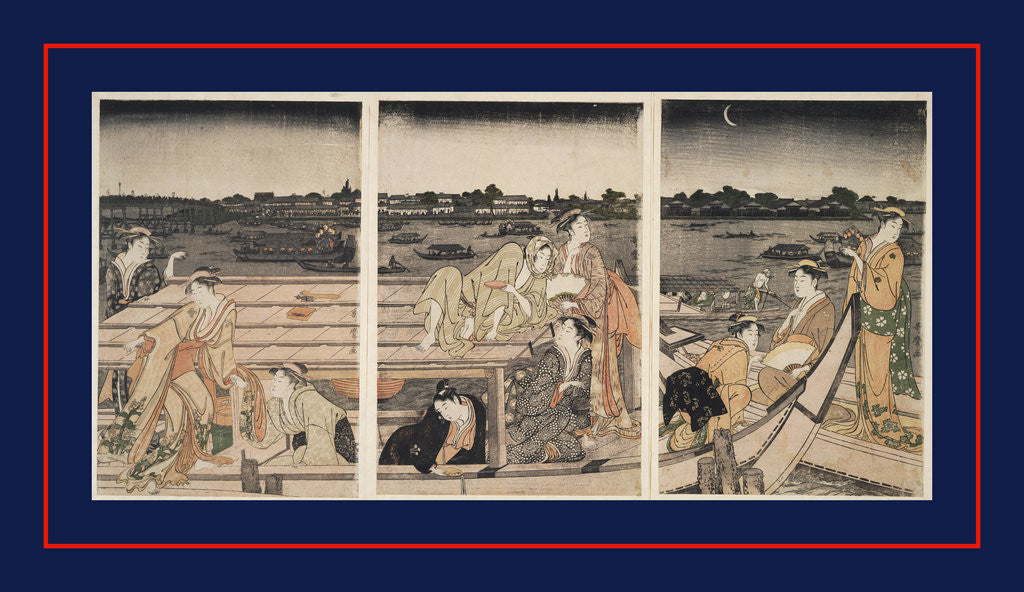 Detail of Sumidagawa funa-asobi,Pleasure-boating on the Sumida River by Utamaro Kitagawa