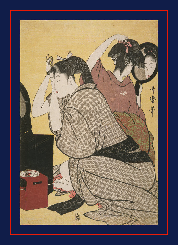 Detail of Kami-yui, Dressing the hair by Utamaro Kitagawa