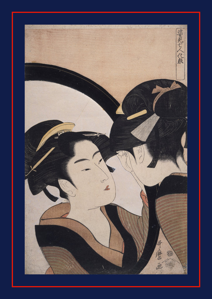 Detail of Sugatami shichinin keshô, Seven women applying make-up using a full-length mirror by Utamaro Kitagawa