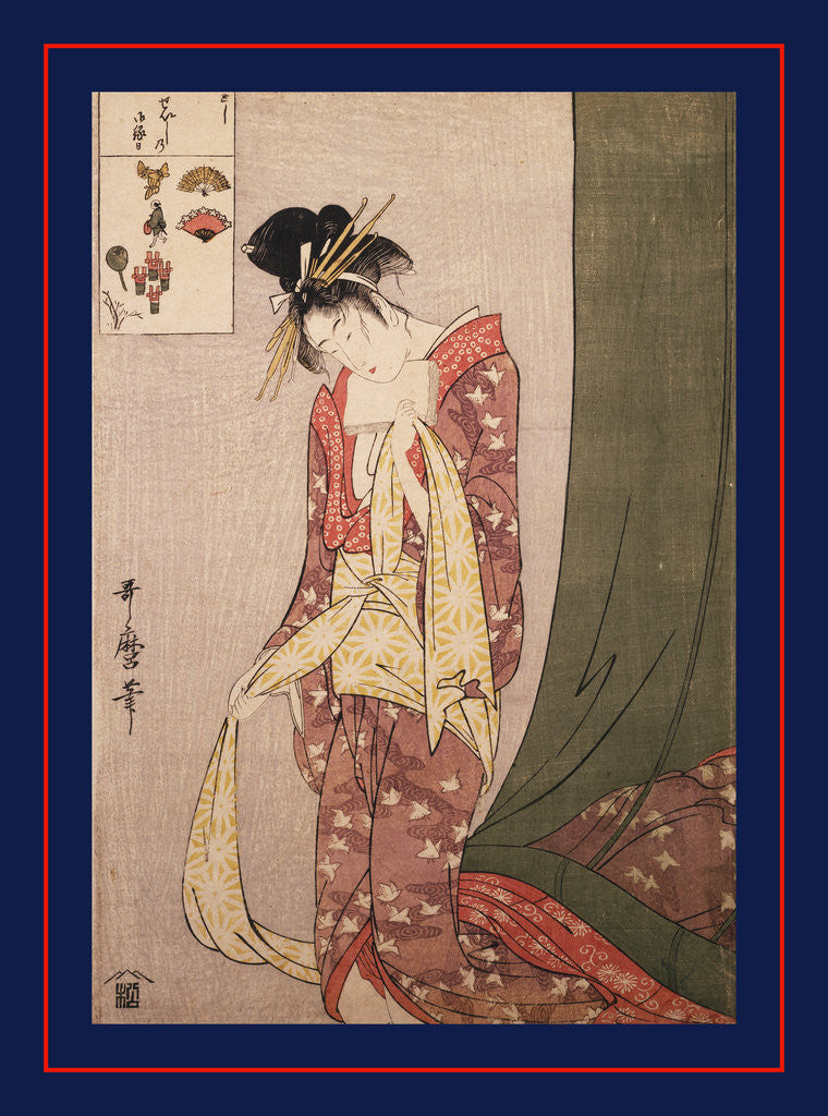 Detail of Ôgiya Hanaôgi, Ôgiya Hanaôgi, picture riddle by Utamaro Kitagawa