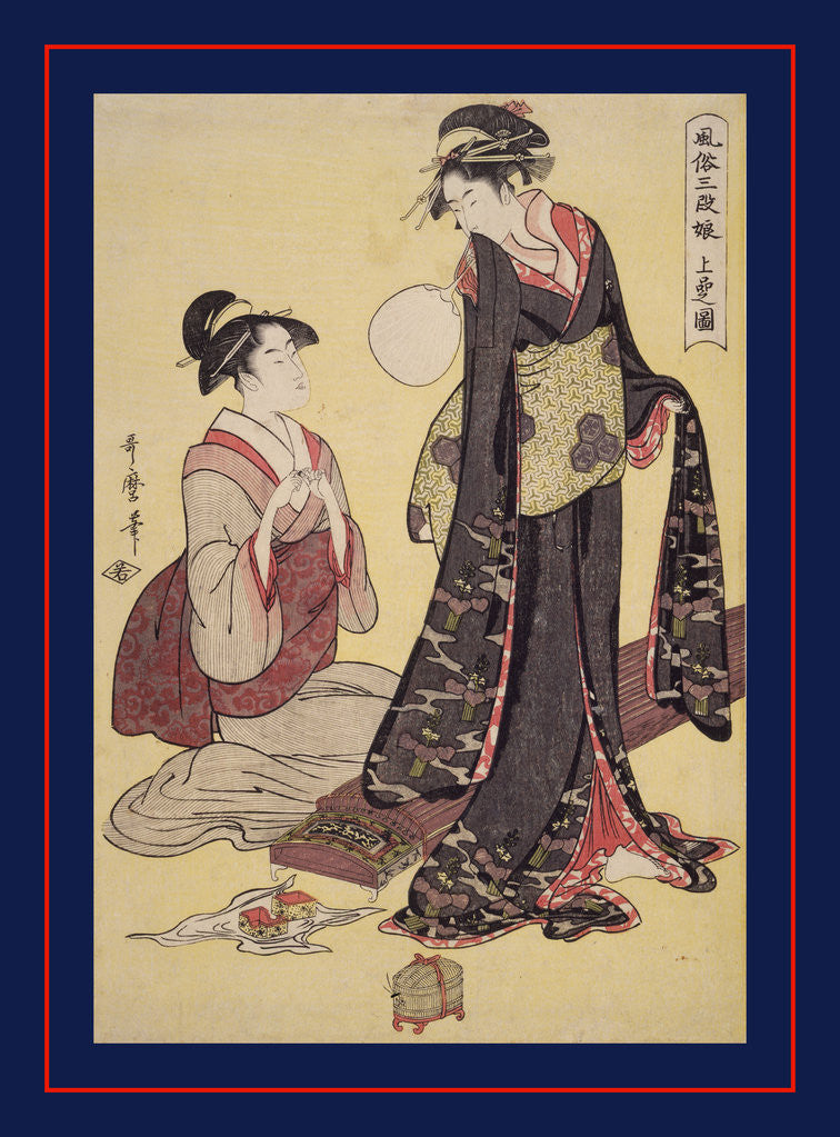 Detail of Jôbon no zu, Picture of the upper class. Fûzoku sandan musume, Three ranks of young women according to their fashions by Utamaro Kitagawa