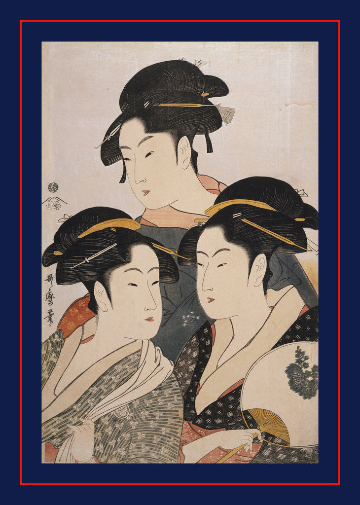Detail of Tôji san bijin, Three beauties of the present day by Utamaro Kitagawa