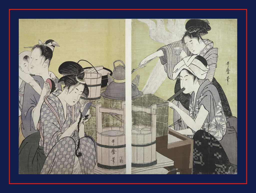Detail of Daidokoro, Kitchen scene by Utamaro Kitagawa