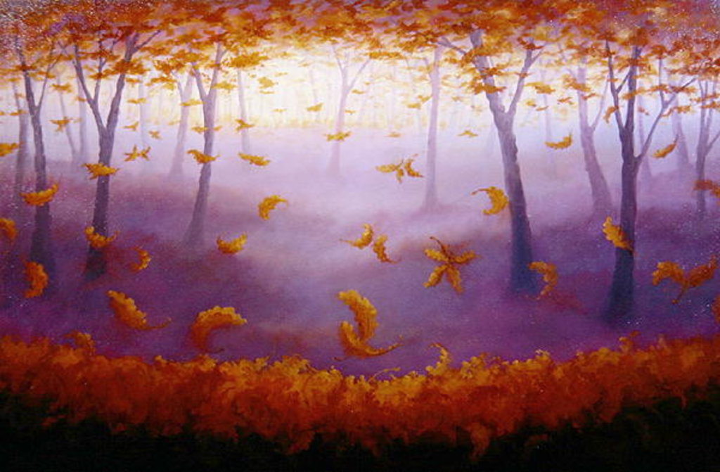 Detail of Oak Gold, 2006 forest leaves by Lee Campbell