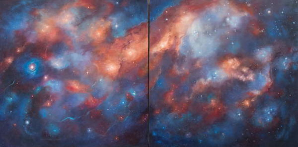 Detail of Cosmos I & II, 2017astronomy, stars and nebulae by Lee Campbell