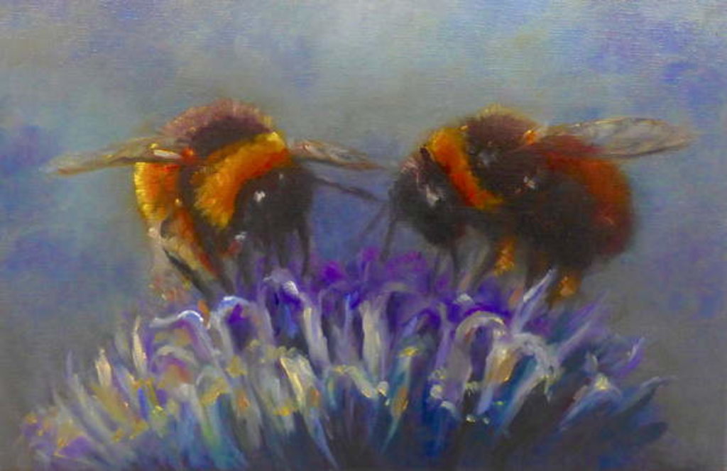 Detail of Two Bees, 2019 Insects, flowers. by Lee Campbell