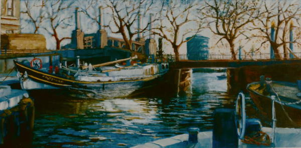 Detail of Grosvenor Dock, 2001 Pimlico moorings on Thames by Lee Campbell