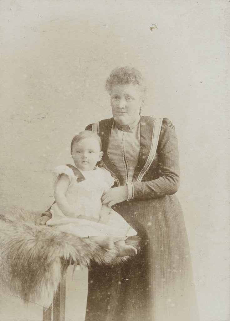Detail of Studio portrait of mother with baby daughter by C.J.L. Vermeulen