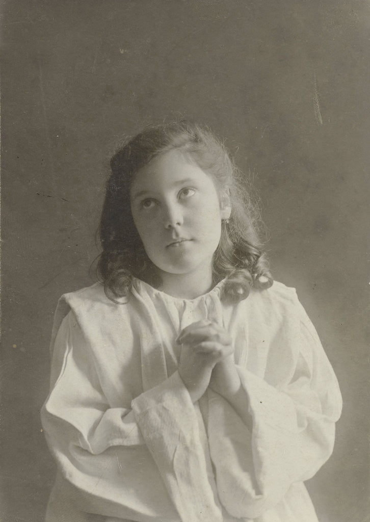 Detail of Studio Portrait of Tine Kleiterp as praying girl by C.J.L. Vermeulen