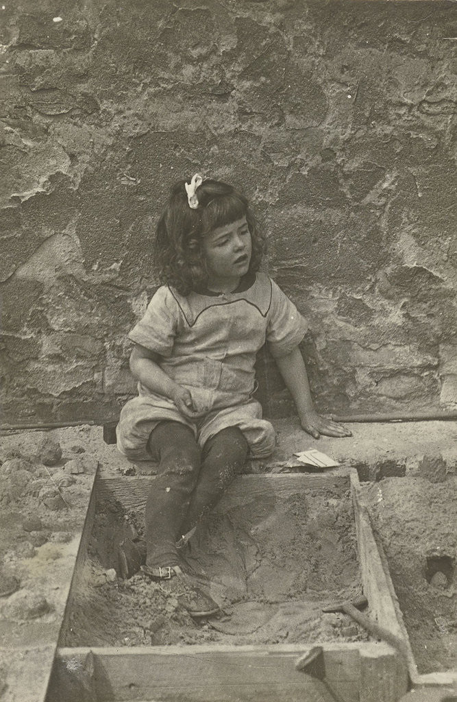 Detail of Marba Titzenthaler, daughter of the photographer, on the roof of the house Friedrichstrasse, Berlin Germany by Waldemar Titzenthaler