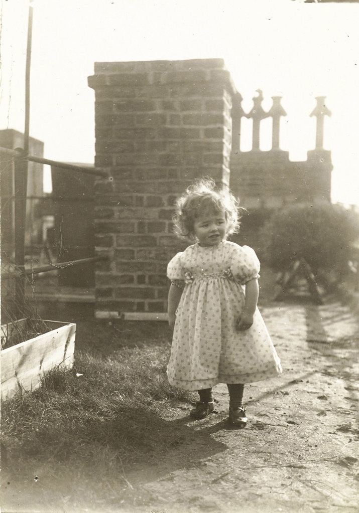 Detail of Marba (?) Titzenthaler, daughter of the photographer, on the roof of the house Friedrichstrasse, Berlin Germany by Waldemar Titzenthaler