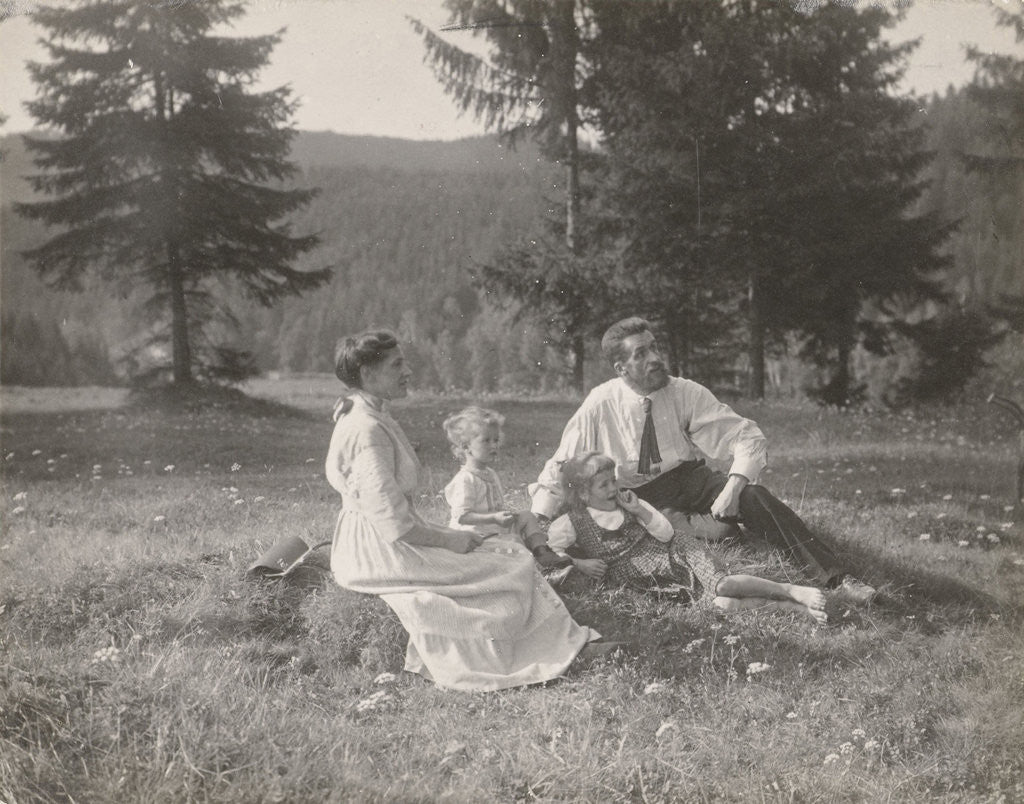 Detail of Waldemar Titzenthaler, the photographer, with his wife Olga and children Marba and Eckart sitting on a glade by Waldemar Titzenthaler