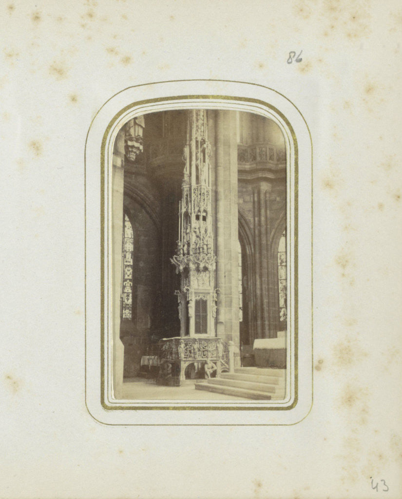 Detail of Tabernacle of St. Lawrence Church in Nuremberg, Germany, with the image of Adam Kraft by Anonymous