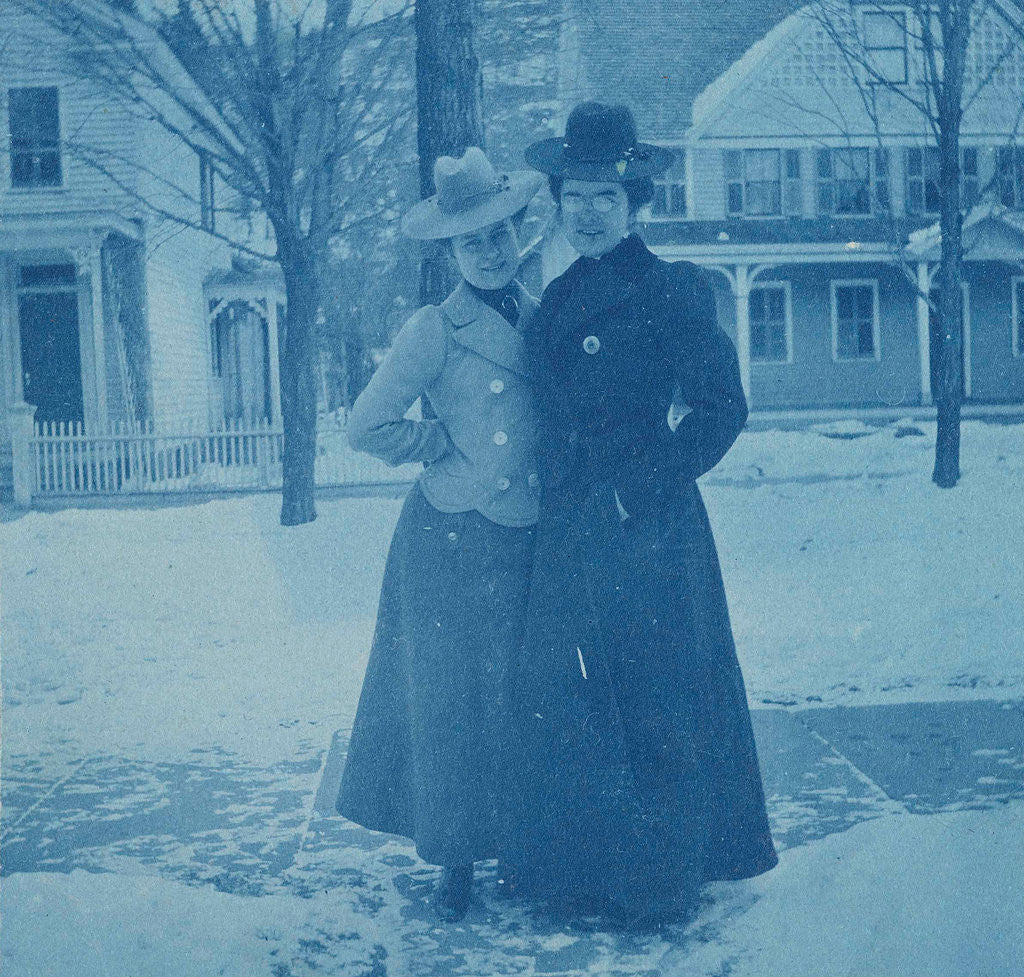 Detail of Two women on the street in the snow, USA by Anonymous