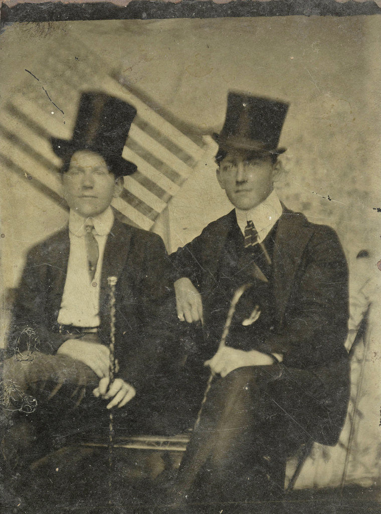 Detail of Portrait of two men on a bench by Anonymous