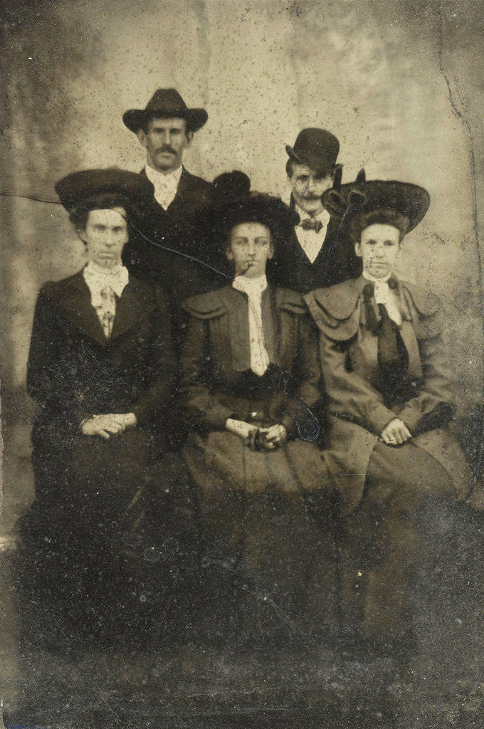 Detail of Group portrait of three men and two women by Anonymous