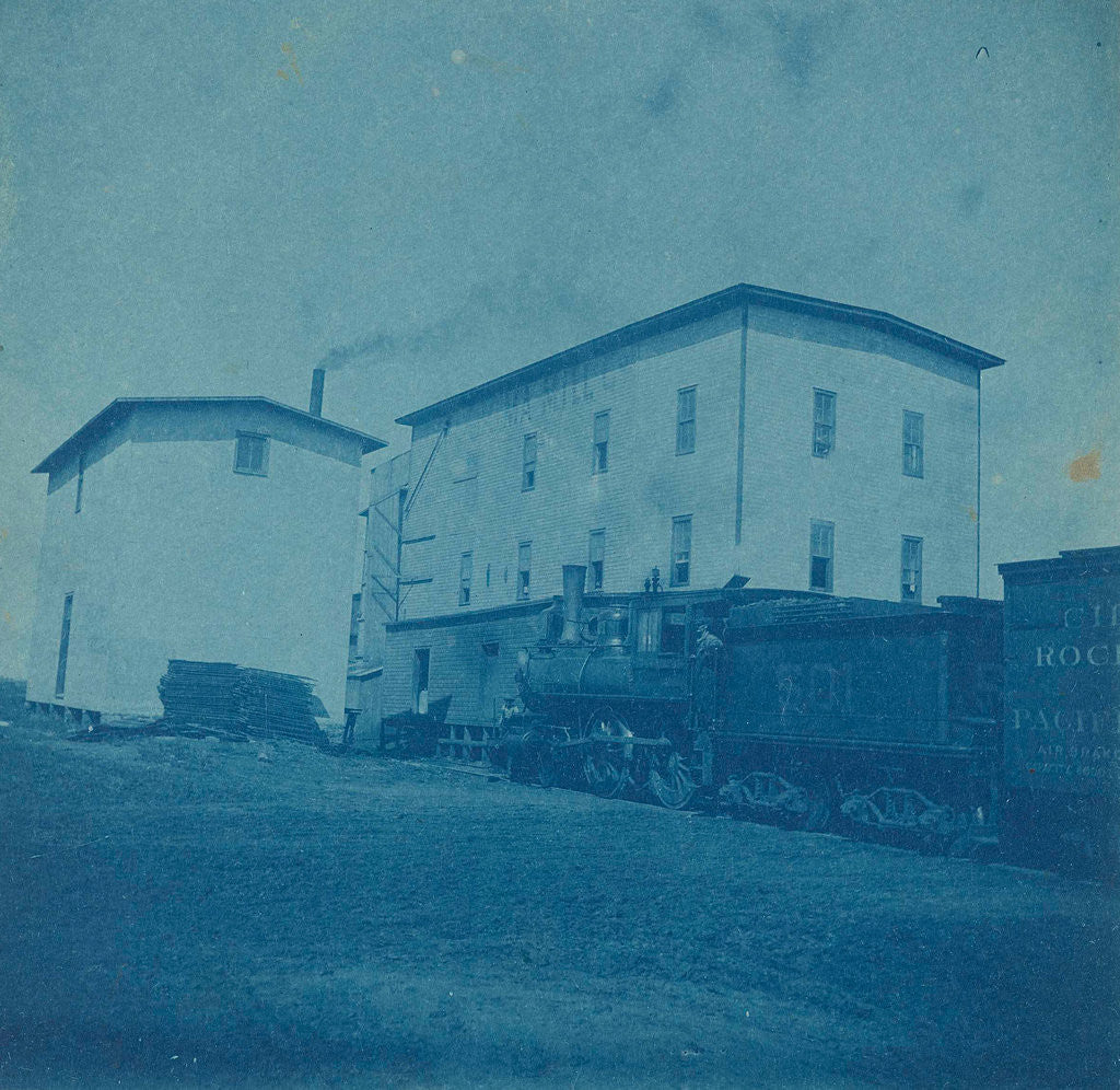 Detail of Oklahoma Mill Company, Kingfisher, Oklahoma, United States USA, with right a locomotive (train) by Anonymous