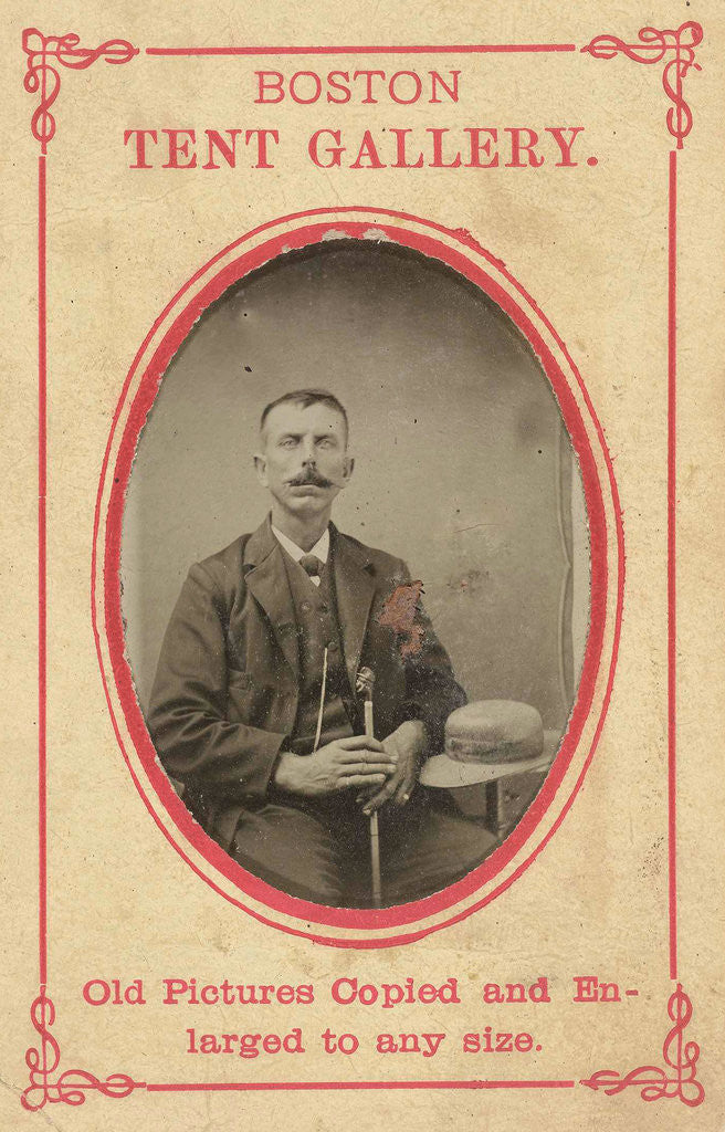 Detail of Portrait of a man with hat and cane by Anonymous