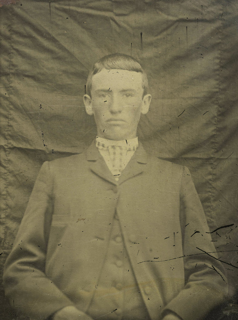 Detail of Portrait of a man sitting on a wrinkled plain cloth by Anonymous