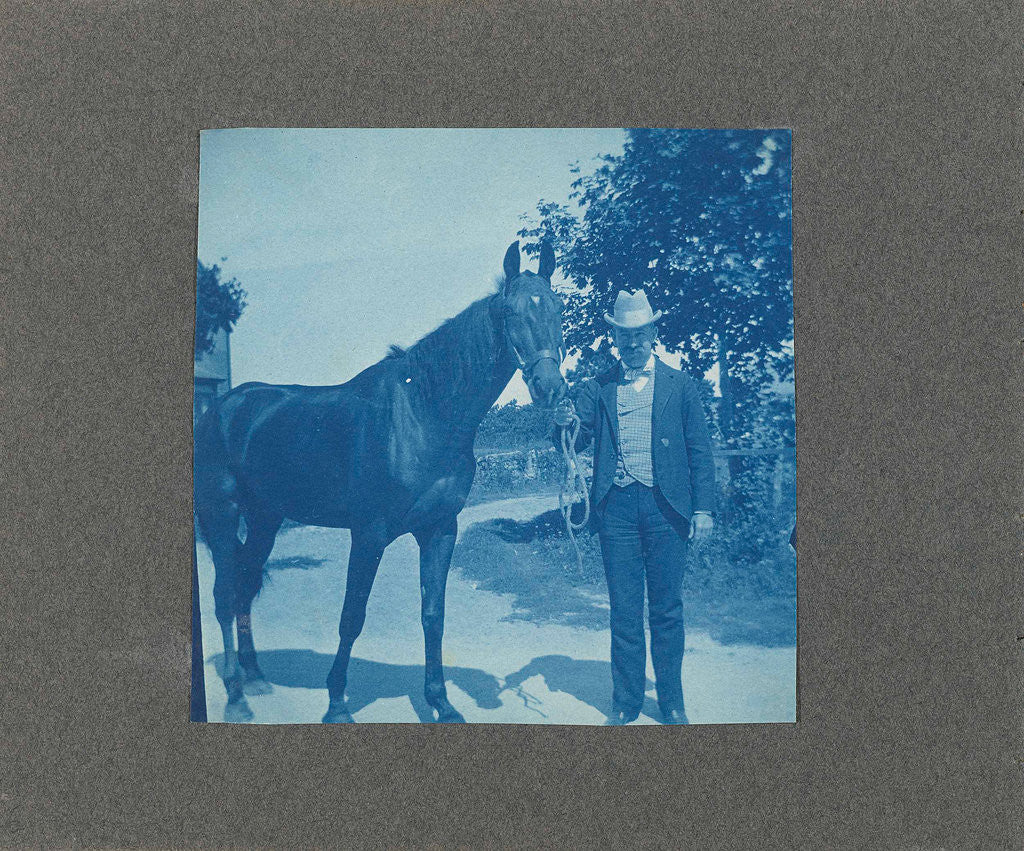 Detail of Man holds horse by the reins, United States, USA by Anonymous