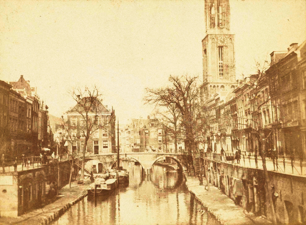 Detail of Oudegracht in Utrecht, the Dom Tower, Domtoren, in the background by Henry Pauw van Wieldrecht