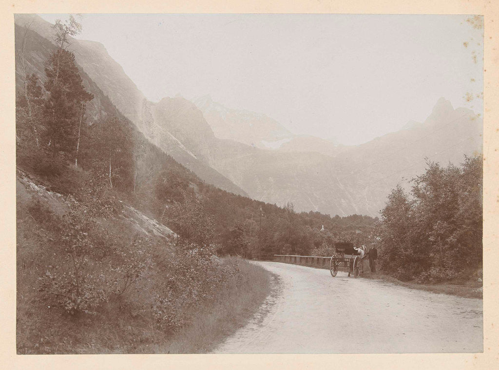 Detail of Coach on a road in a mountain landscape (Norway, Italy or France) by Henry Pauw van Wieldrecht