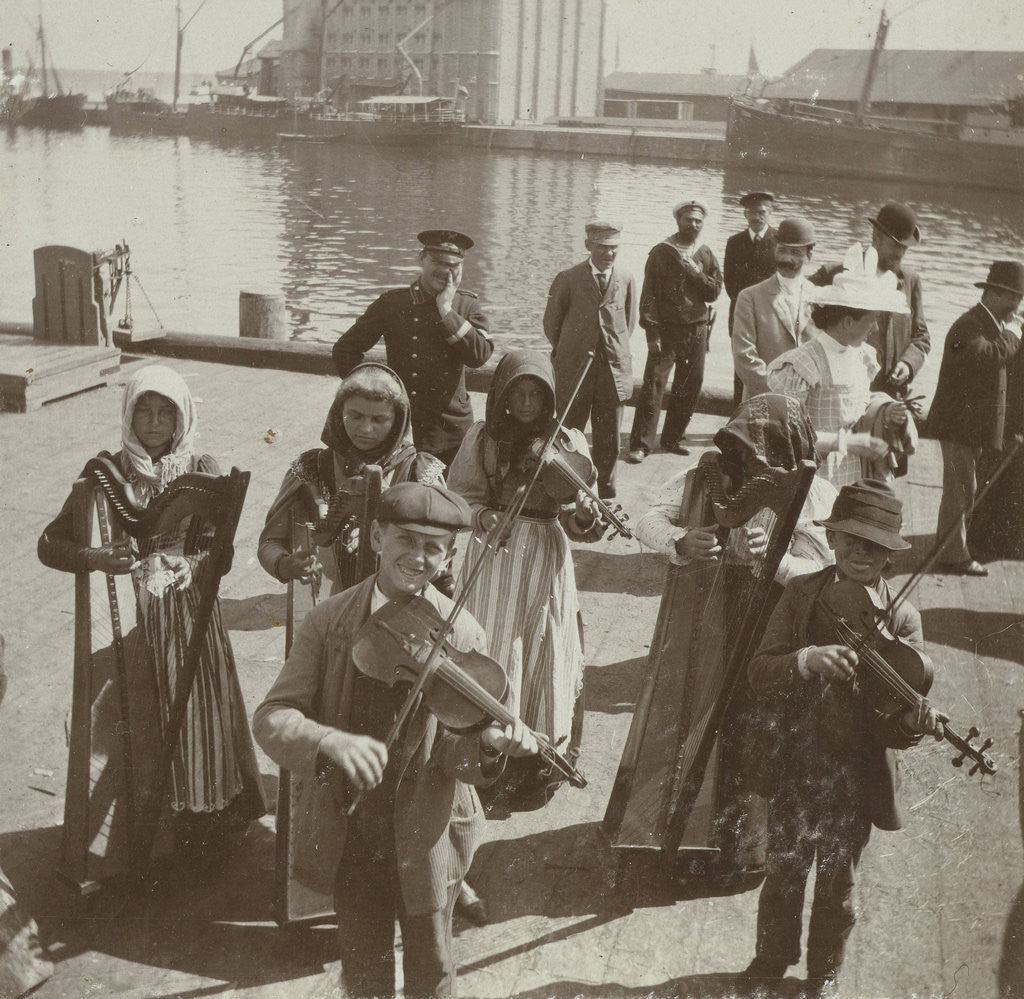 Detail of Group of children playing on musical instruments by Henry Pauw van Wieldrecht