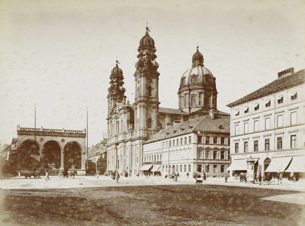 Detail of Square with St. Luke church in Munich by Germany