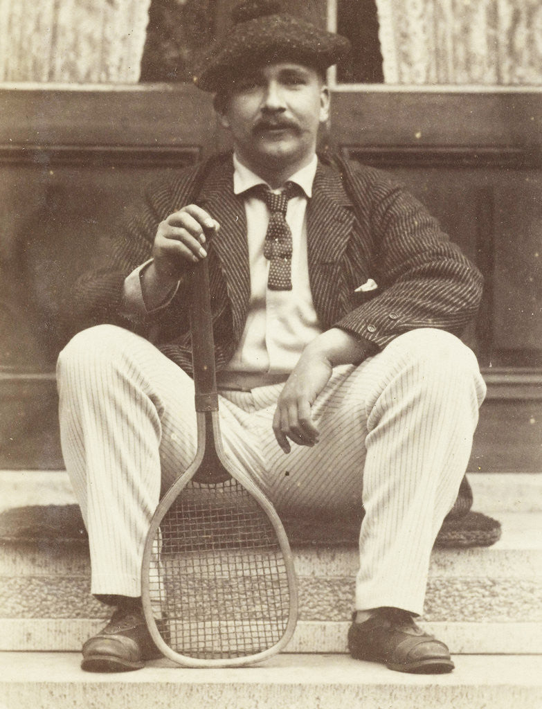 Detail of Portrait of JW des Tombe with tennis racket by Henry Pauw van Wieldrecht