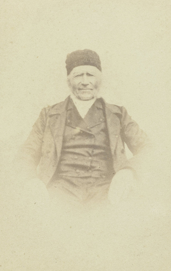 Detail of Portrait of an old man with a fur hat on by Franz Wilhelm Deutmann