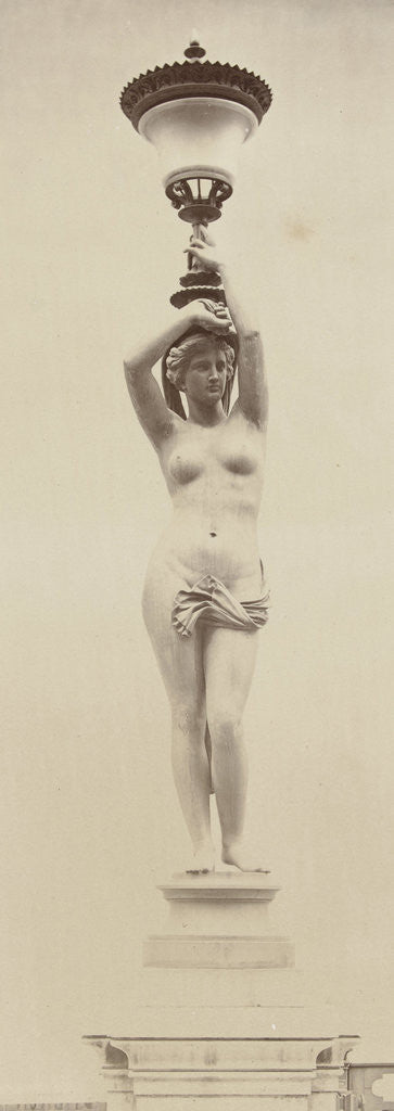 Detail of Floor lantern in the shape of a naked lady, she keeps on her head a chalice fixed by Louis-Emile Durandelle