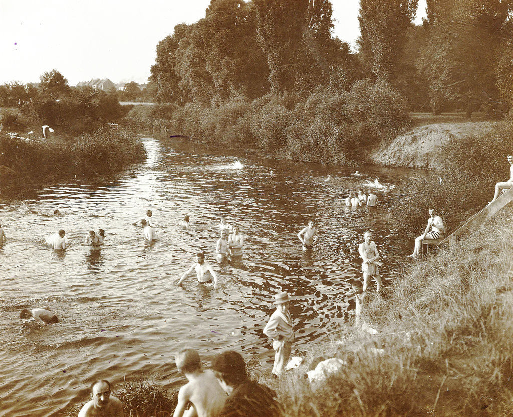 Detail of people Swimming in a river by Anonymous