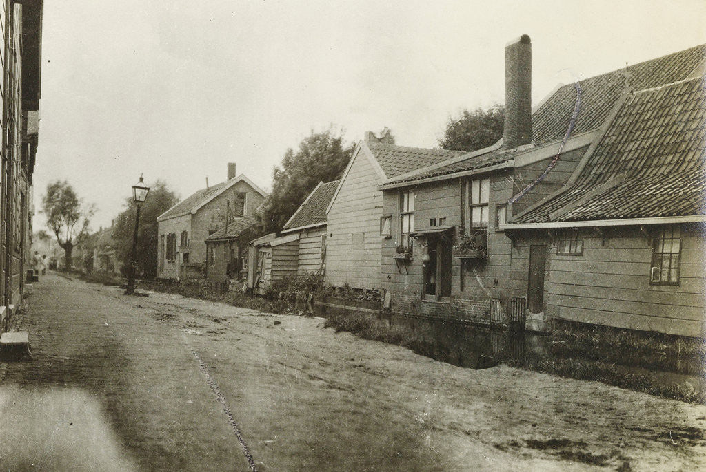 Detail of Village street with wooden houses by Anonymous