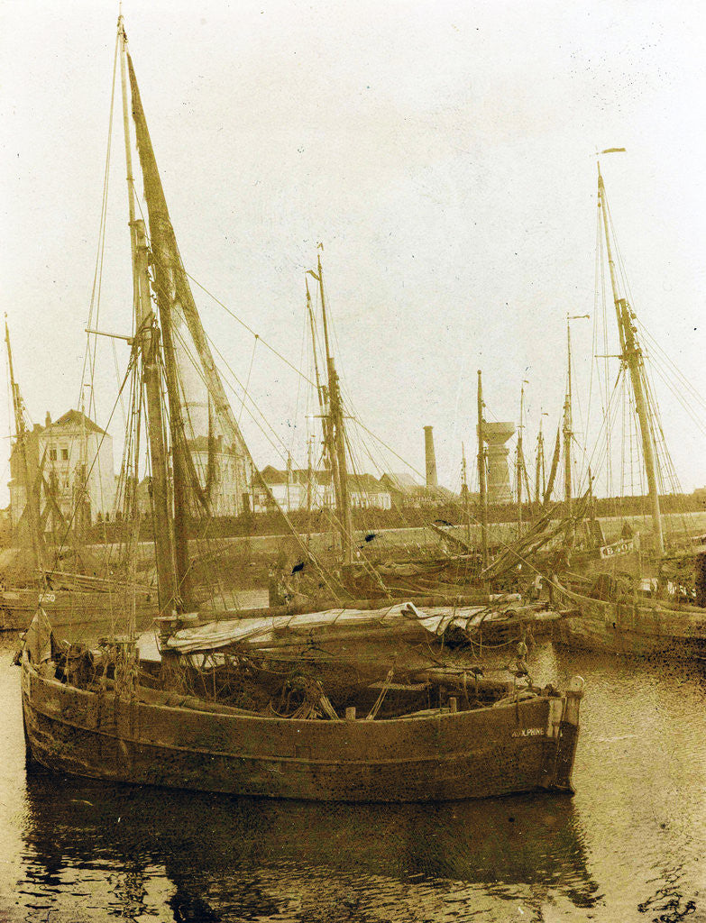 Detail of Sailing ships in a harbor, Netherlands by Anonymous