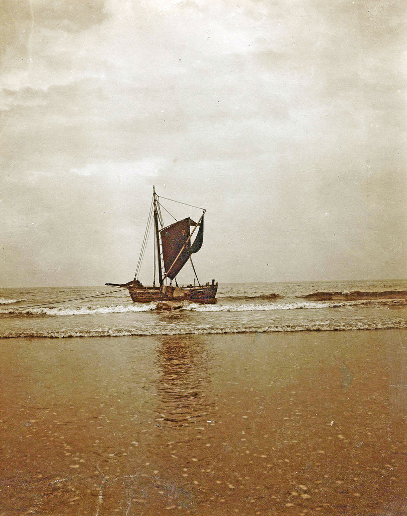Detail of Sailing boat in shallow water on the coast, North Sea, The Netherlands or Germany by Anonymous