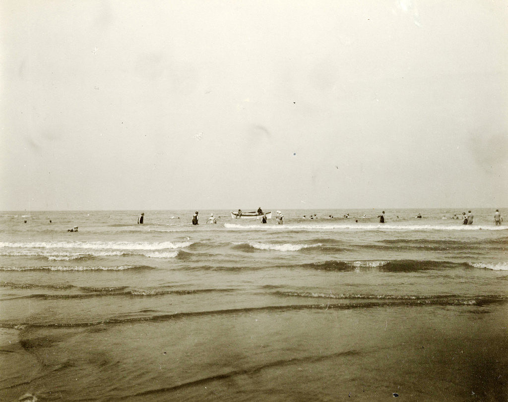 Detail of Sea North Sea, the Netherlands or Germany, with people swimming by Anonymous