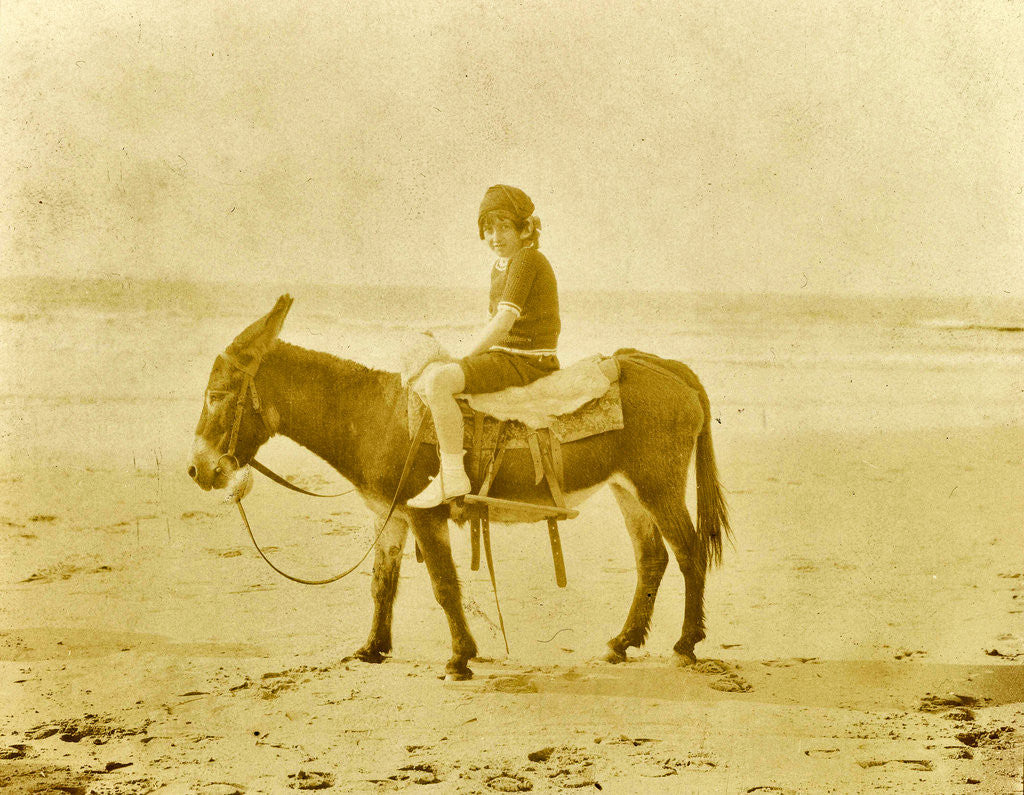 Detail of Girl on donkey on the beach North Sea, the Netherlands or Germany by Anonymous