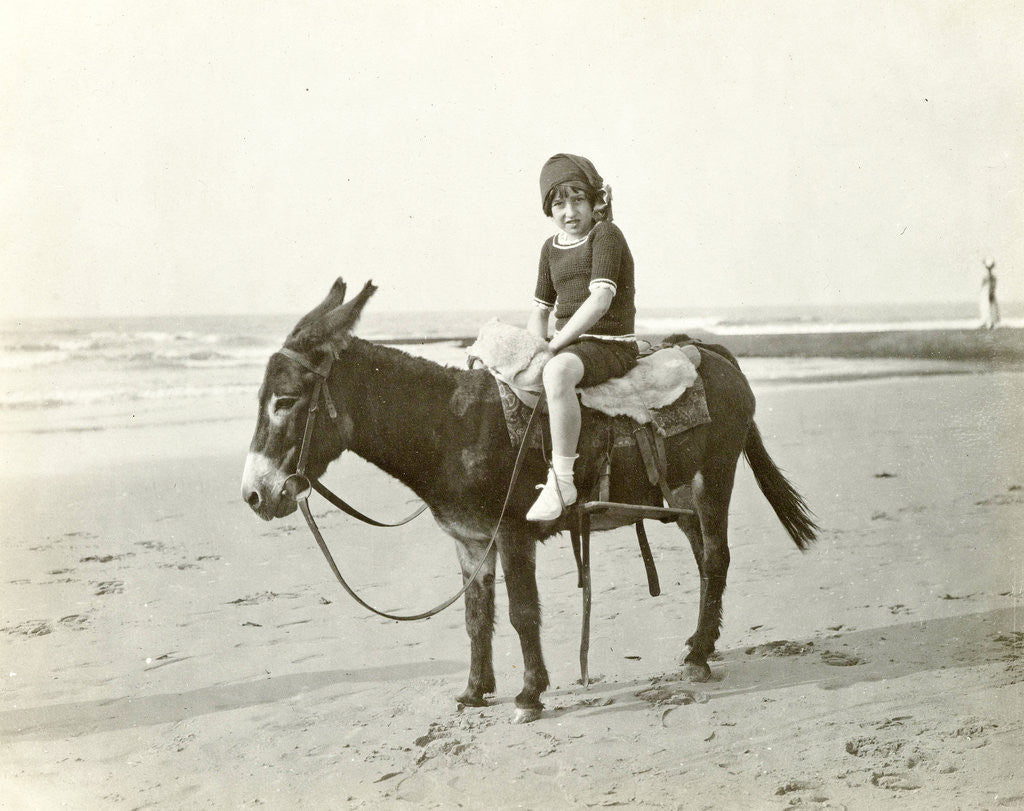 Detail of Girl on donkey on the beach (North Sea), the Netherlands or Germany by Anonymous