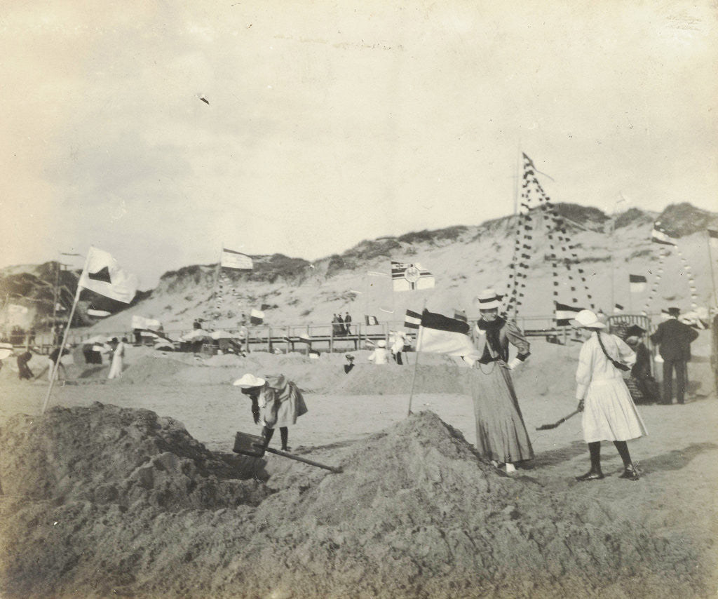 Detail of Group portrait of seven children on the beach (North Sea), the Netherlands or Germany by Anonymous