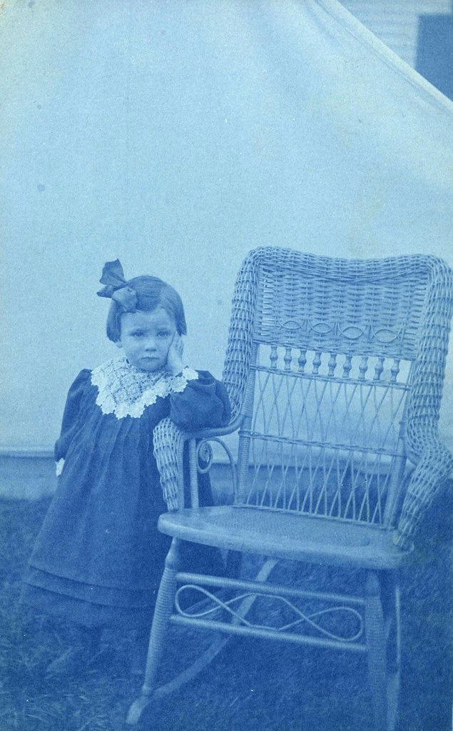 Detail of Portrait of a young girl standing next to a chair by Anonymous