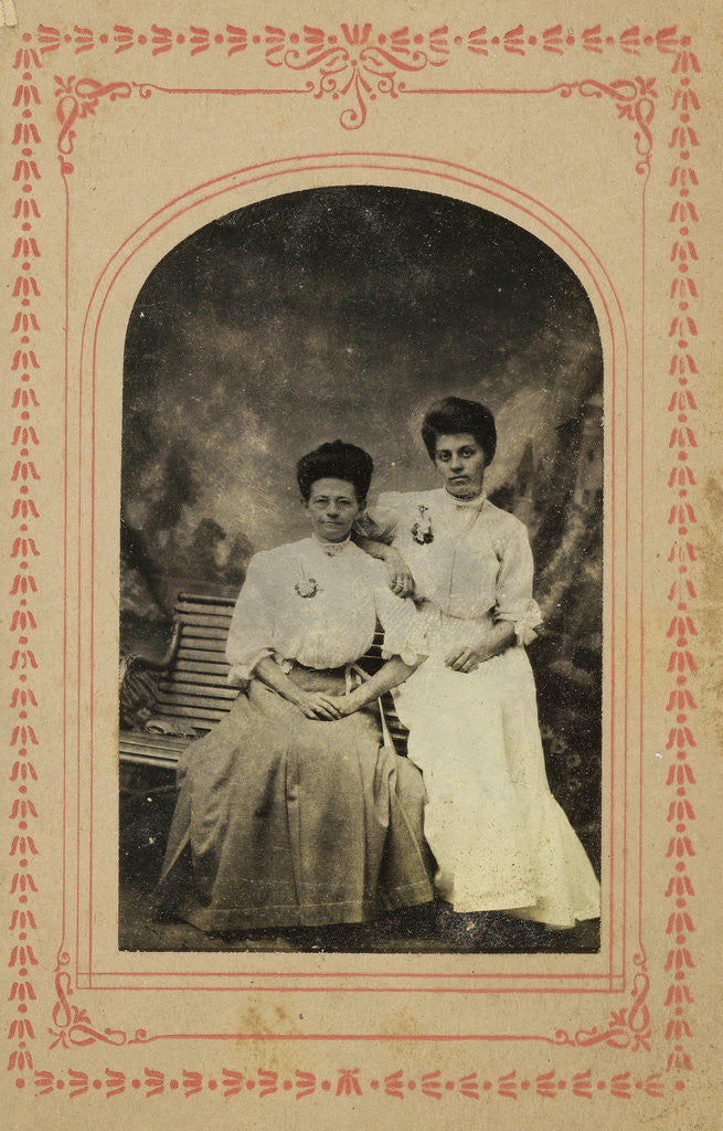 Detail of Portrait of a woman and a girl in front of a painted backdrop by W.H. Pearce