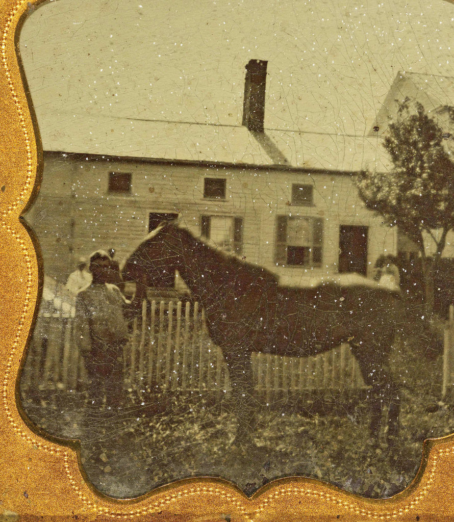 Detail of Man and horse for a house, with backlight by Anonymous