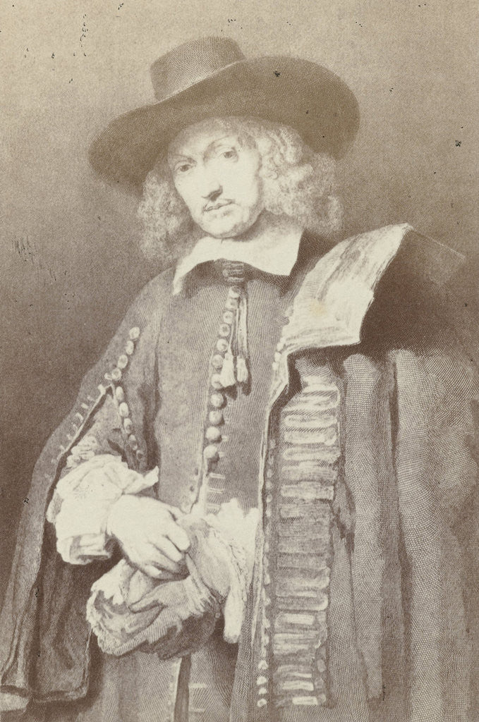 Detail of Engraving after Rembrandt's portrait of Jan Six, Gustav Schauer by Rembrandt Harmensz. van Rijn